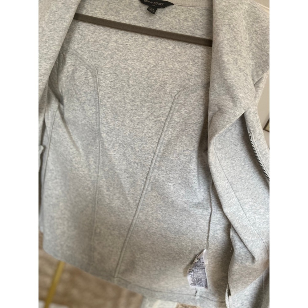 Banana Republic Light Gray Asymmetrical Zip Jacket Minimalist Quiet Luxury - Picture 5 of 8